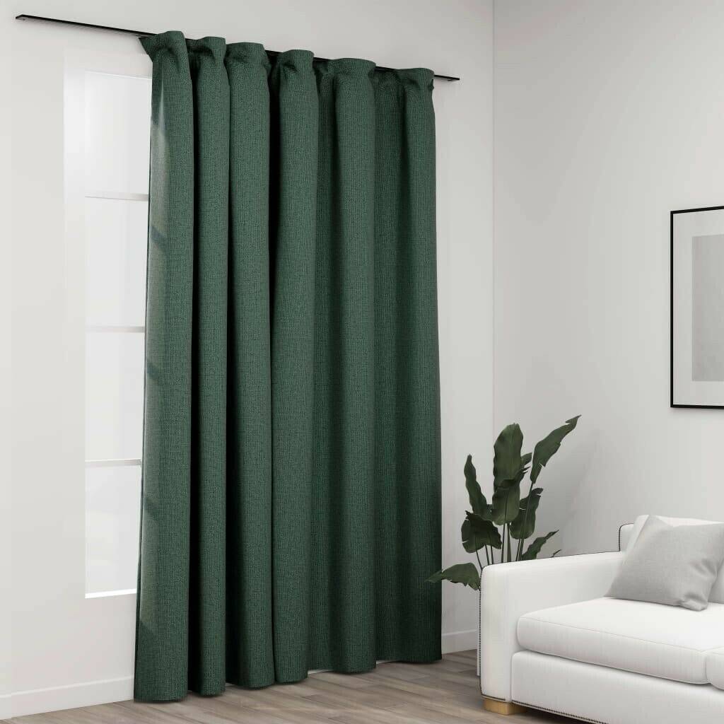 vidaXL Blackout curtain with hooks linen look green 290x245 cm (321191)