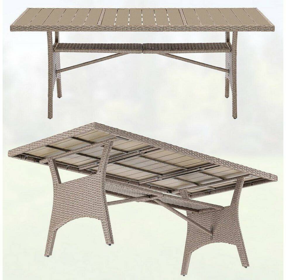 Casaria Garden table 190x90x75cm WPC/polyrattancream (995690) Tables de jardin