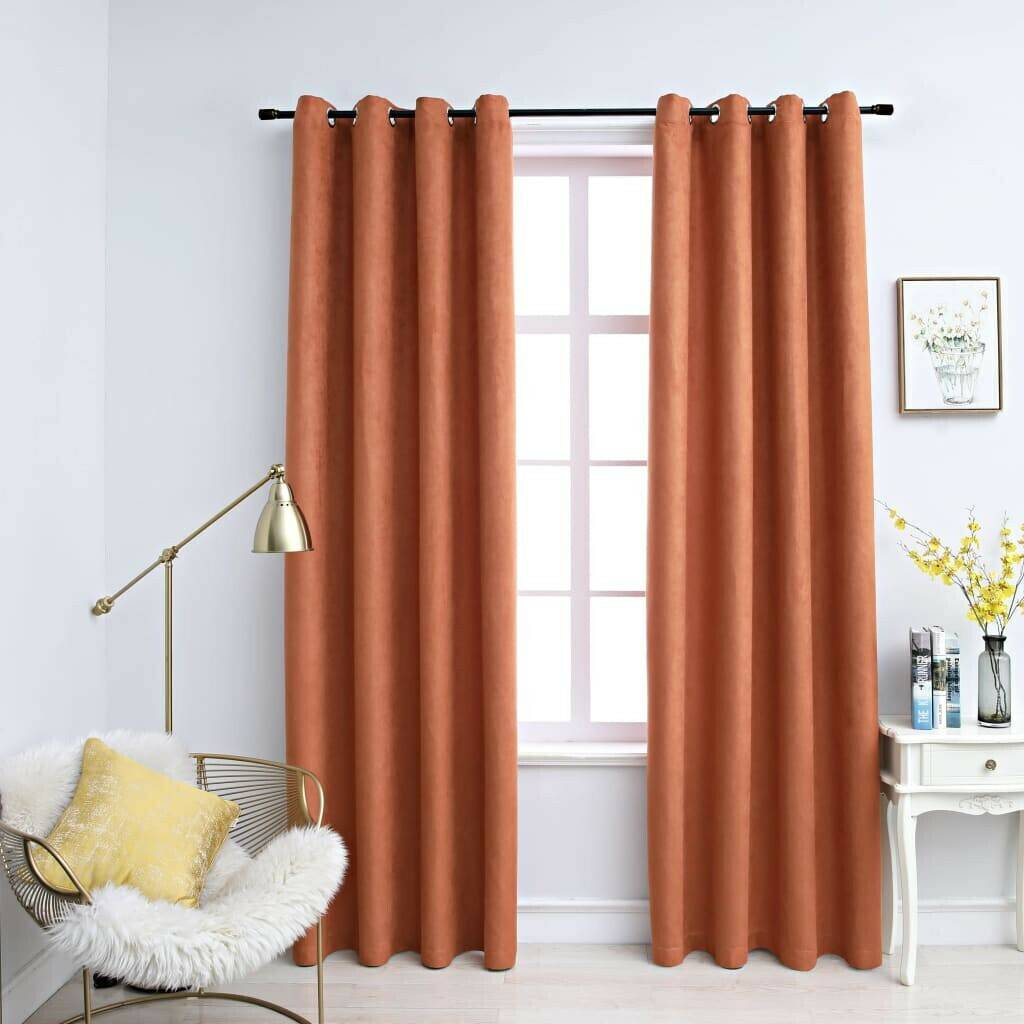 vidaXL Blackout curtains with metal eyelets 2 pieces rust brown 140x245 cm (134472)