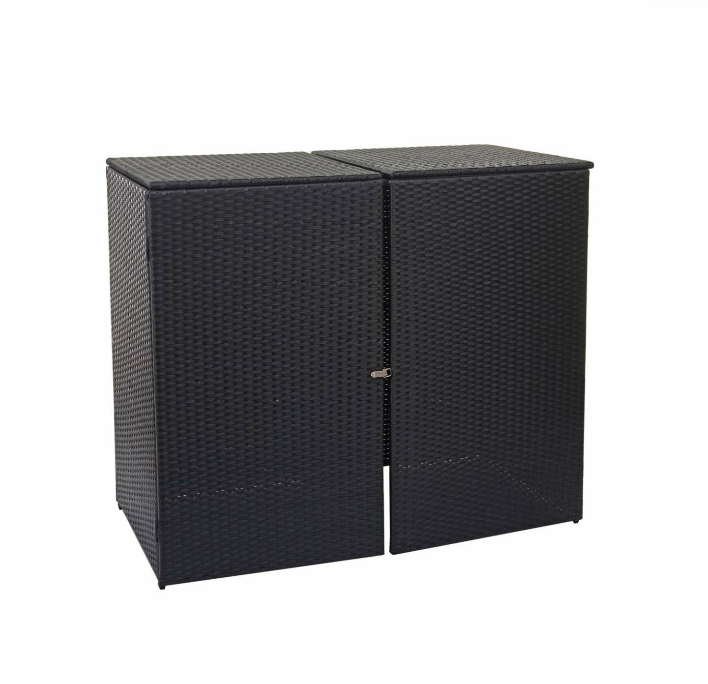 Mendler Polyrattan Bin Storage Box HWC-E25 2 x 120L Black