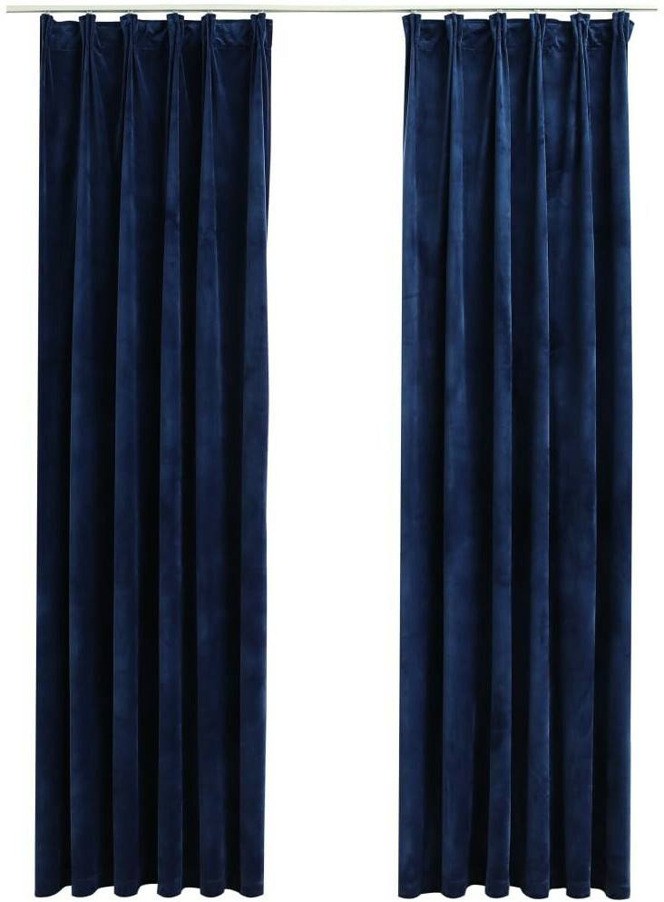 vidaXL Blackout curtain hooks 2 pieces velvet dark blue 140x245cm (134534)