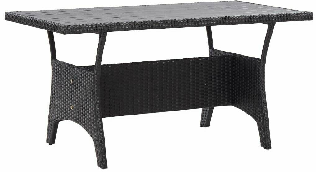 vidaXL Garden Table Black 120x70x66 cm Poly Rattan Tables de jardin