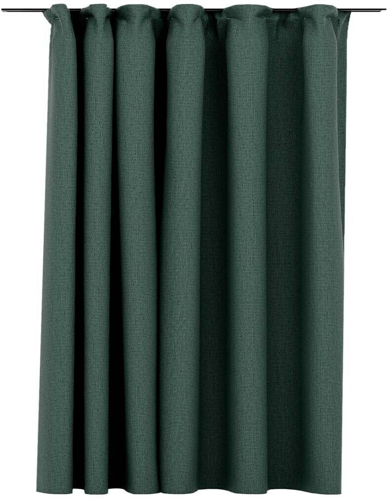 vidaXL Blackout curtain with hooks linen look green 290x245 cm (321191)