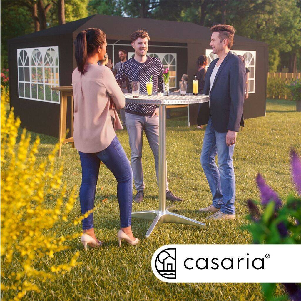 Casaria Set of 2 Height Adjustable Standing Tables Aluminium Ø60 cm silver Tables de jardin