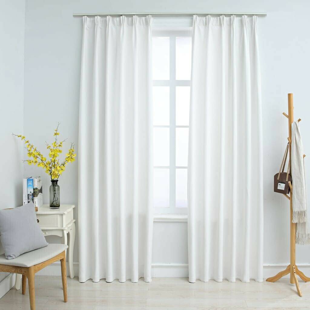 vidaXL Blackout curtains with hooks 2 pieces gray white 140x175 cm (134485)