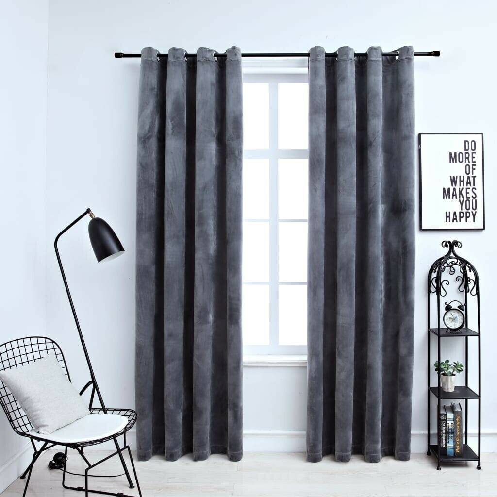 vidaXL Blackout curtains with eyelets 2 pieces velvet anthracite 140x225 cm (134497)