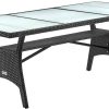 Tables de jardin Casaria Garden table 190x90x74cm glass/polyrattanblack (995692)