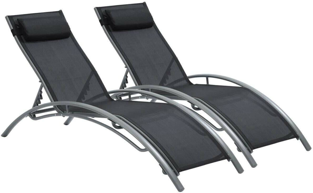 Habitat et Jardin Bain de soleil Phoenix (lot de 2)noir Chaises longues de jardin