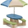 Step2 Table de pique-nique enfant 109x104x52 cm vert/bleu Mobilier de jardin enfant