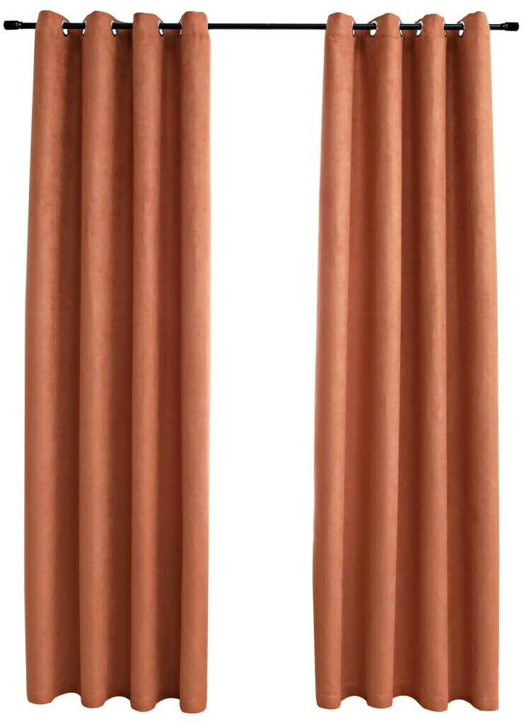 vidaXL Blackout curtains with metal eyelets 2 pieces rust brown 140x245 cm (134472)