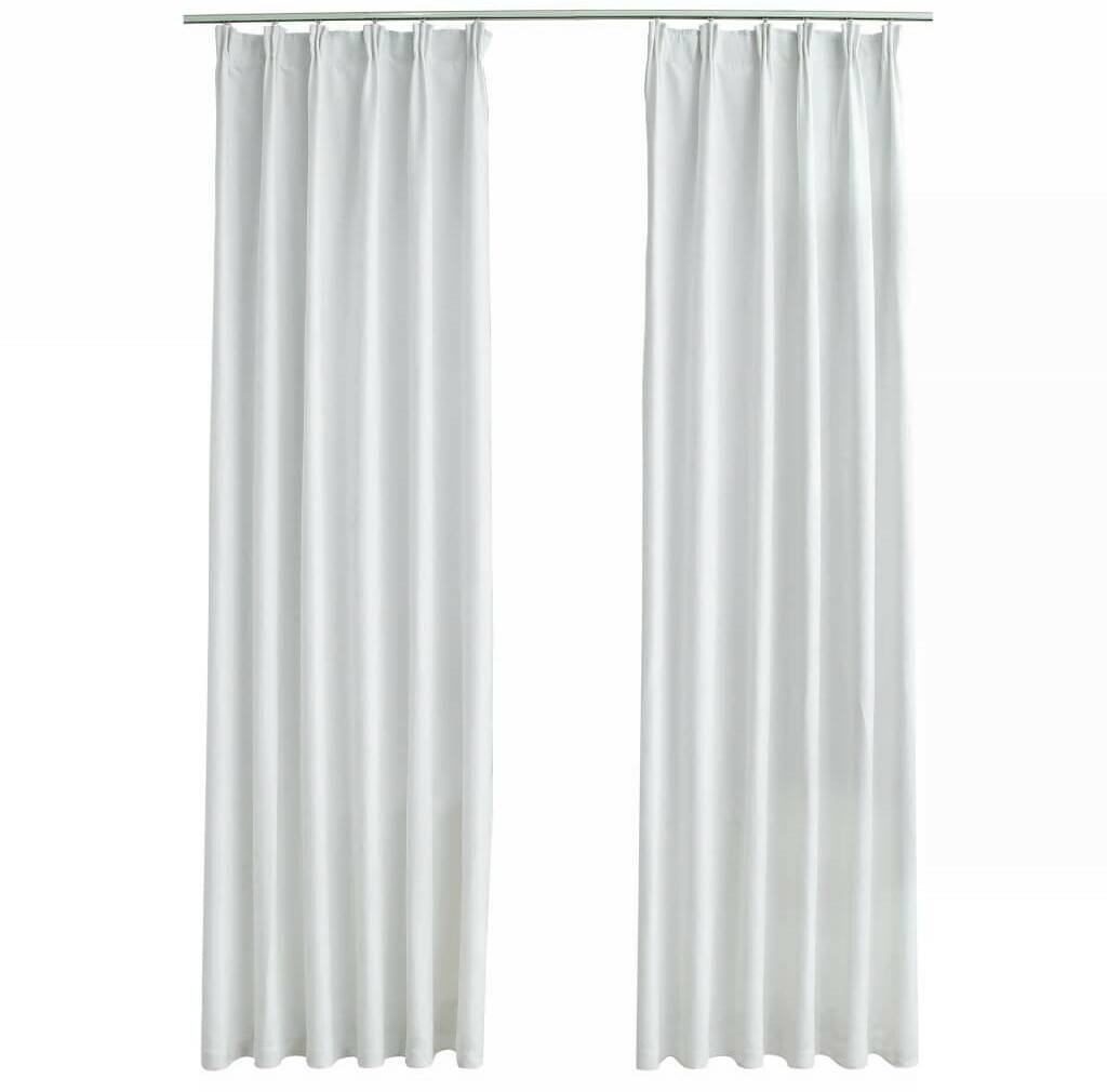 vidaXL Blackout curtains with hooks 2 pieces gray white 140x175 cm (134485)