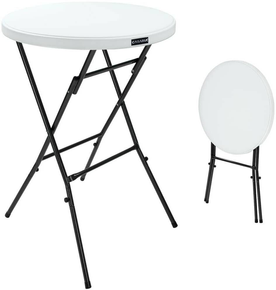 Casaria High table Ø 75cm foldable plastic white (101585) Tables de jardin