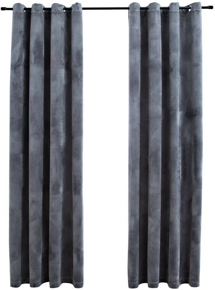 vidaXL Blackout curtains with eyelets 2 pieces velvet anthracite 140x225 cm (134497)