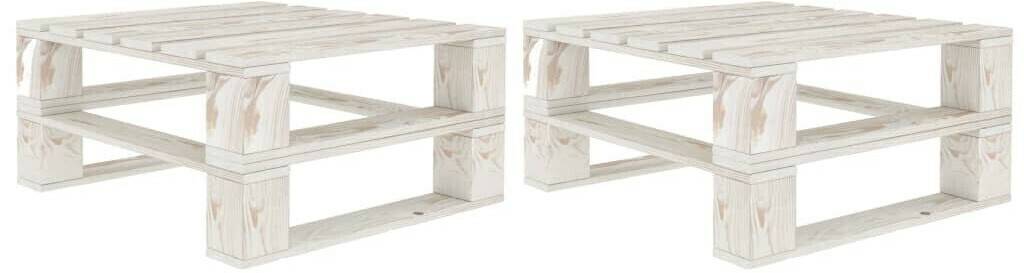 vidaXL Garden Pallet Table 2 pcs White Wood Tables de jardin