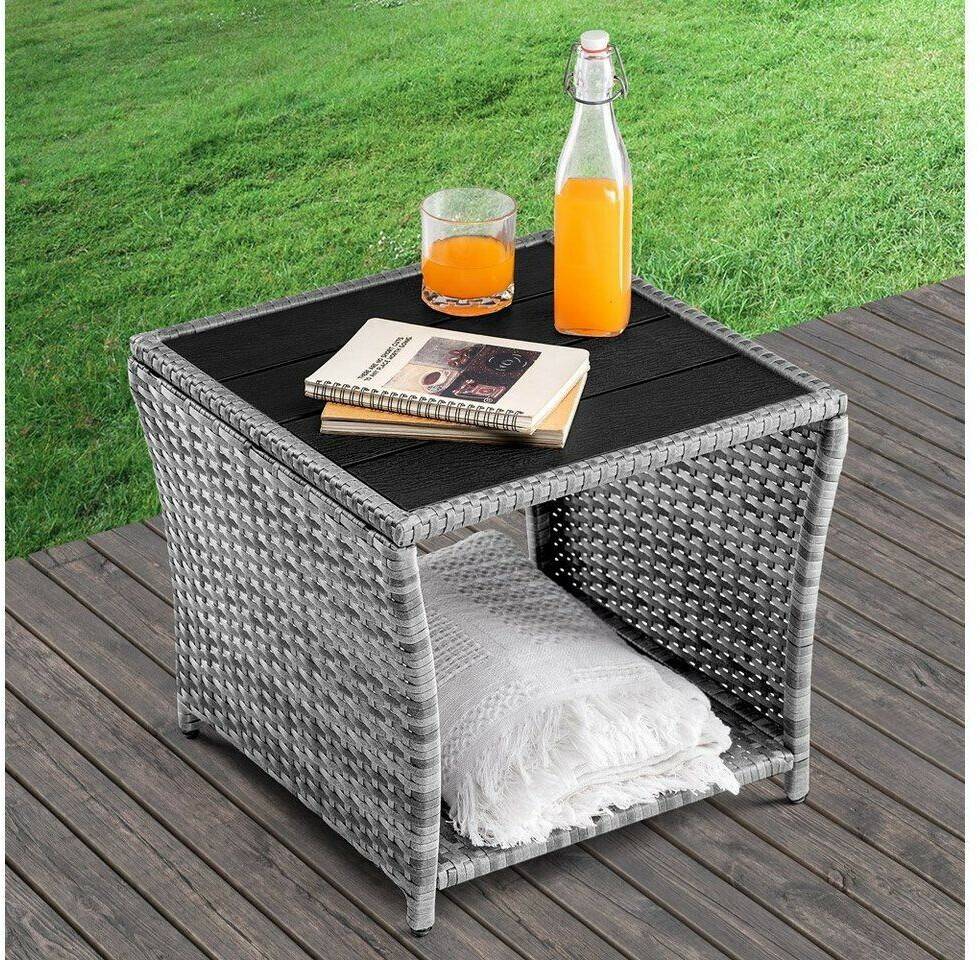 Casaria Side table 45x45x40cm polyrattan (1095__)grey (109511) Tables de jardin